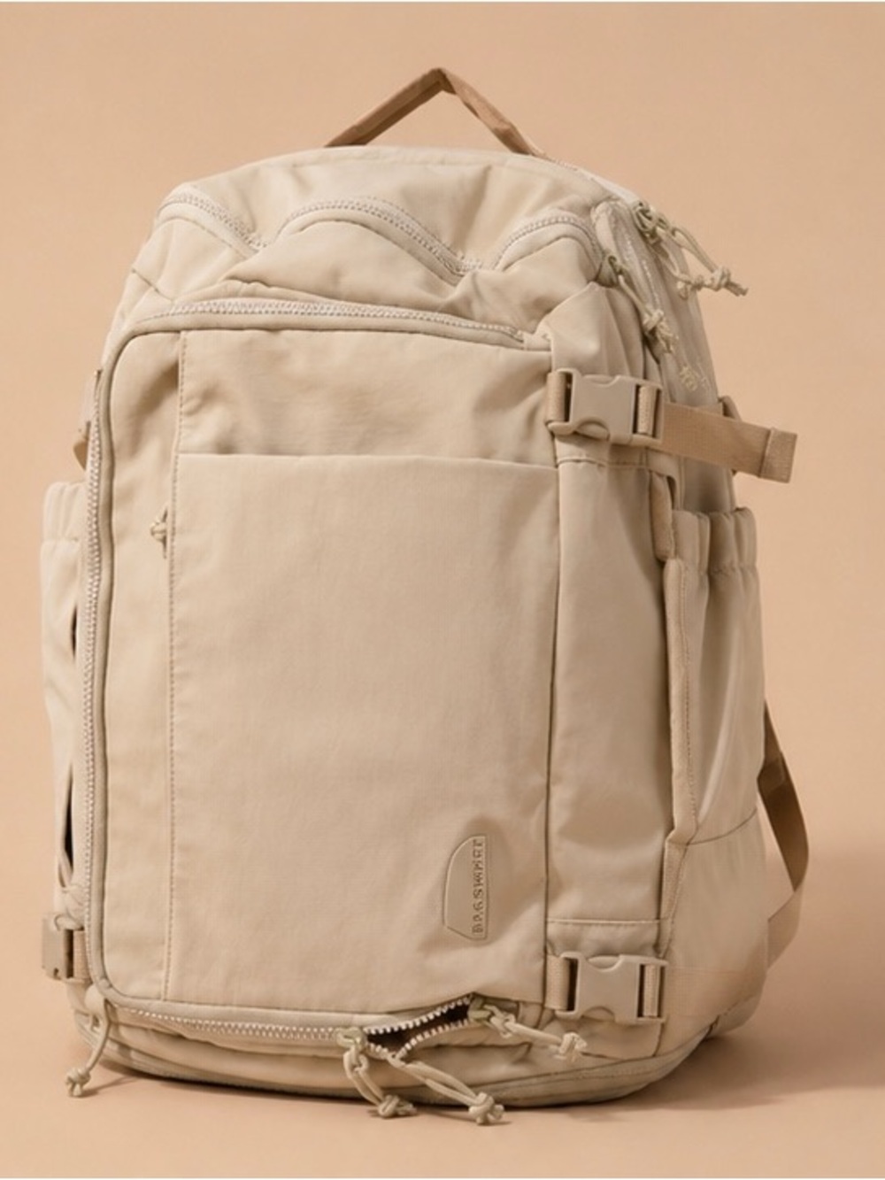 Neutral Cream Everyday Backpack with Multiple Compartments